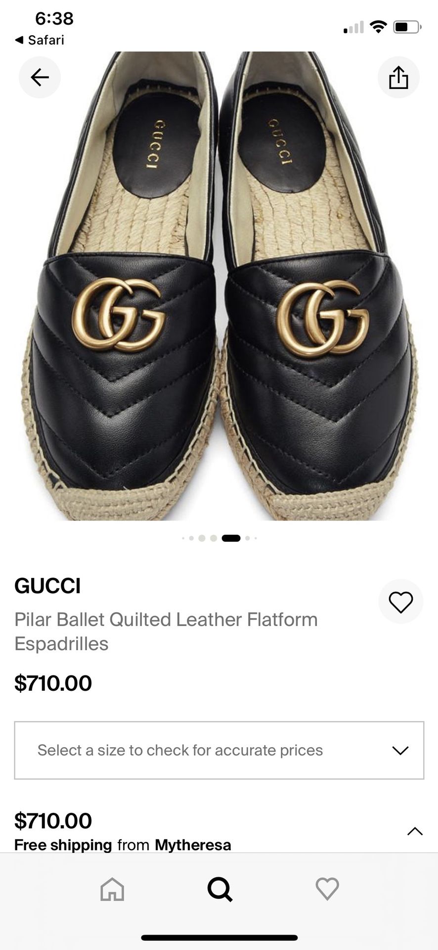 Gucci Shoes - Pilar Ballet Quilted Leather Platform Espadrilles 