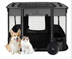 Dog Playpen/Pet Playpen  - Portable (M) Black