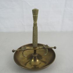 Vintage Sword Handle Solid Brass Incense Burner Ash Tray-Made In Italy
