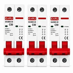 Pack de 3 Breakers DC EARU C50 50A 1000V – 2 Polos
