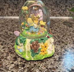 Easter Spring Garden Egg-Shaped Snow Globe