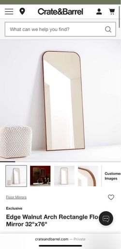 Crate&barrel Full Length Arched Wood Frame Floor Mirror in a walnut finish 32”x76”