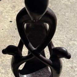 Mother & Children Dancing Figurine Abstract Contemporary Art Black Metal Statue