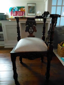 Antique Carved Wood Corner Chair