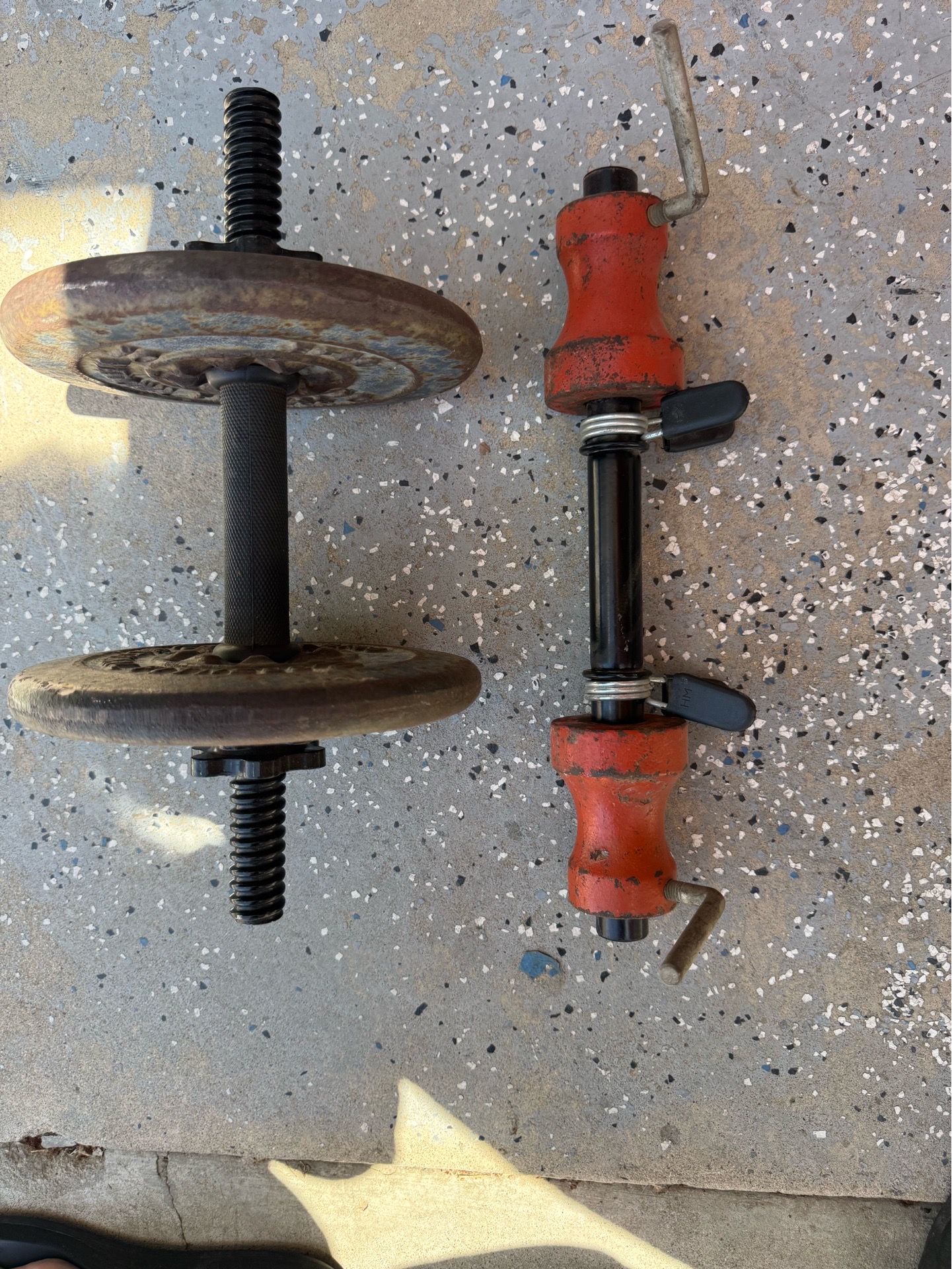 dumbbell and bar