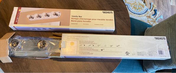 Bathroom Vanity Lights Set of 2 Portfolio 24" 4-Light Chrome Vanity Bars – New Open Box