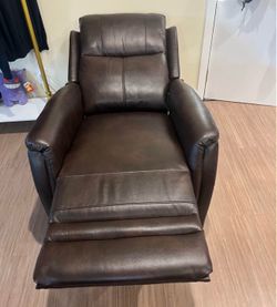 Brown Leather Power Recliner with USB