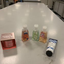 Bath and body works candle and hand sanitizer