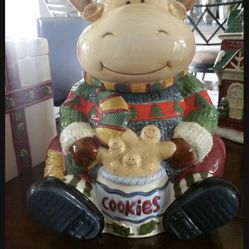 Moose Christmas cookie jar