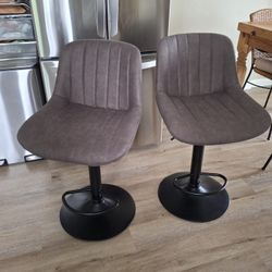 Set Of 2 Suede-like Bar Stools