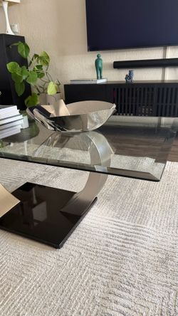 Contemporary Style Glass and Chrome Coffee Table - $350