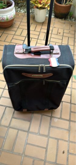 Black Rolling Carry-On Luggage 28x 18 with Brown Trim