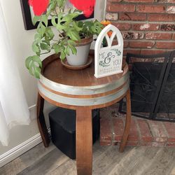 Wooden Wine Barrel Table 