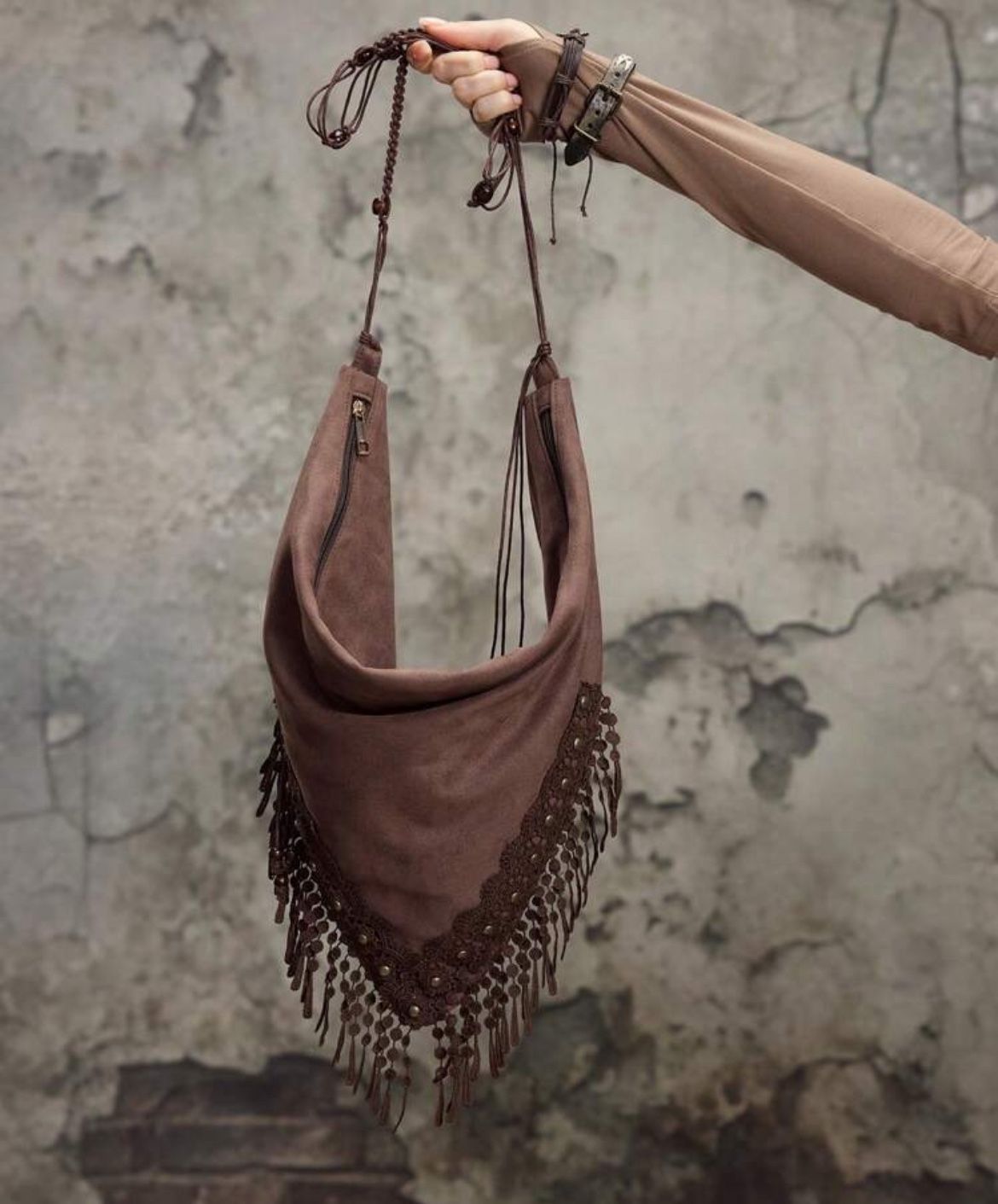 Women's Vacation Bohemian Style Embroidered Fringe Tote Shoulder Bag