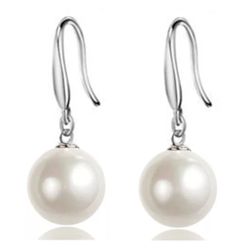 SILVER PEARL DROP DANGLE earrings 