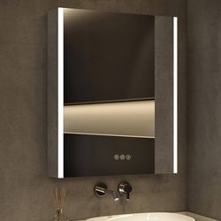 16 x 24 Inch Medicine Cabinet with Mirror and LED Light for Bathroom Recessed, Wall-Mounted, Dimmable, Anti-Fog, Memory Function, 3 Color Mode, Outlet