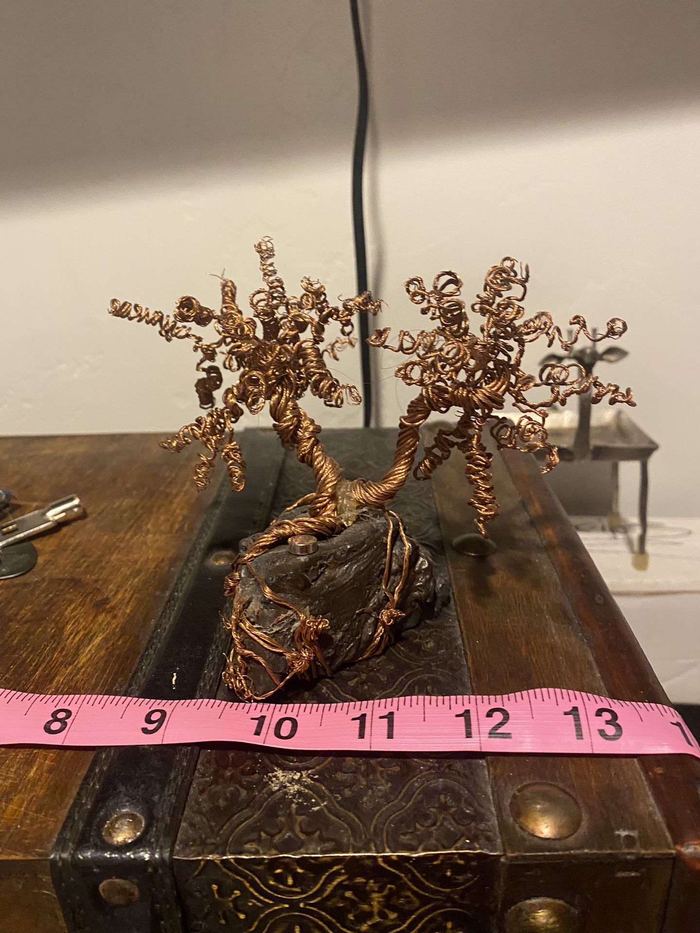 The copper wire tree on a meteorite