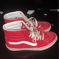 Red And White Skate High Vans (used ) Size 8.5