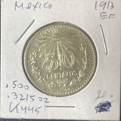 1913 Mexican 50 Centavos
