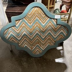 Decorative Chevron Cork Board w/ Teal Frame