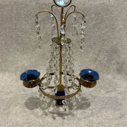 Vintage Gustavian Style Swedish Table Crystal Candle Holder