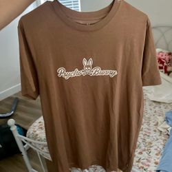 brown psycho bunny t-shirt with logo