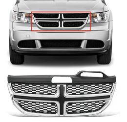 Front Bumper Grille Black Radiator Grill With Chrome Trim Frame For 2011 2012 2013 2014 2015 2016 2017 2018 2019 2020 Dodge Journey