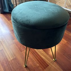 Velvet Round Ottoman With Storage