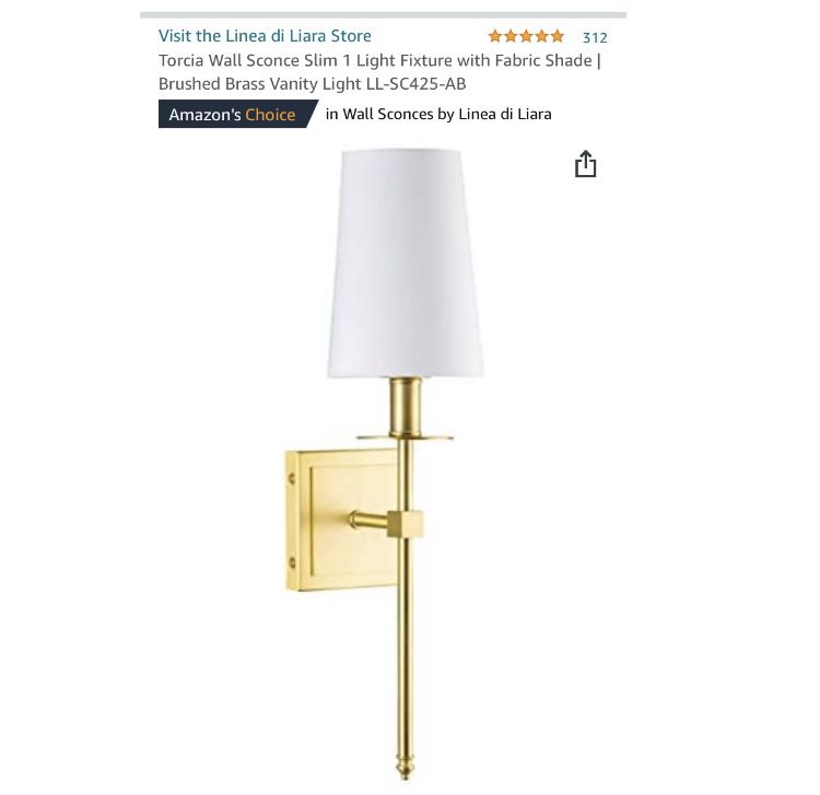 Lights/ Wall Sconce Light /New / Brushed Brass/ One Available 