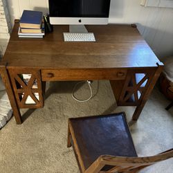 Antique Mission Library Desk & Chair