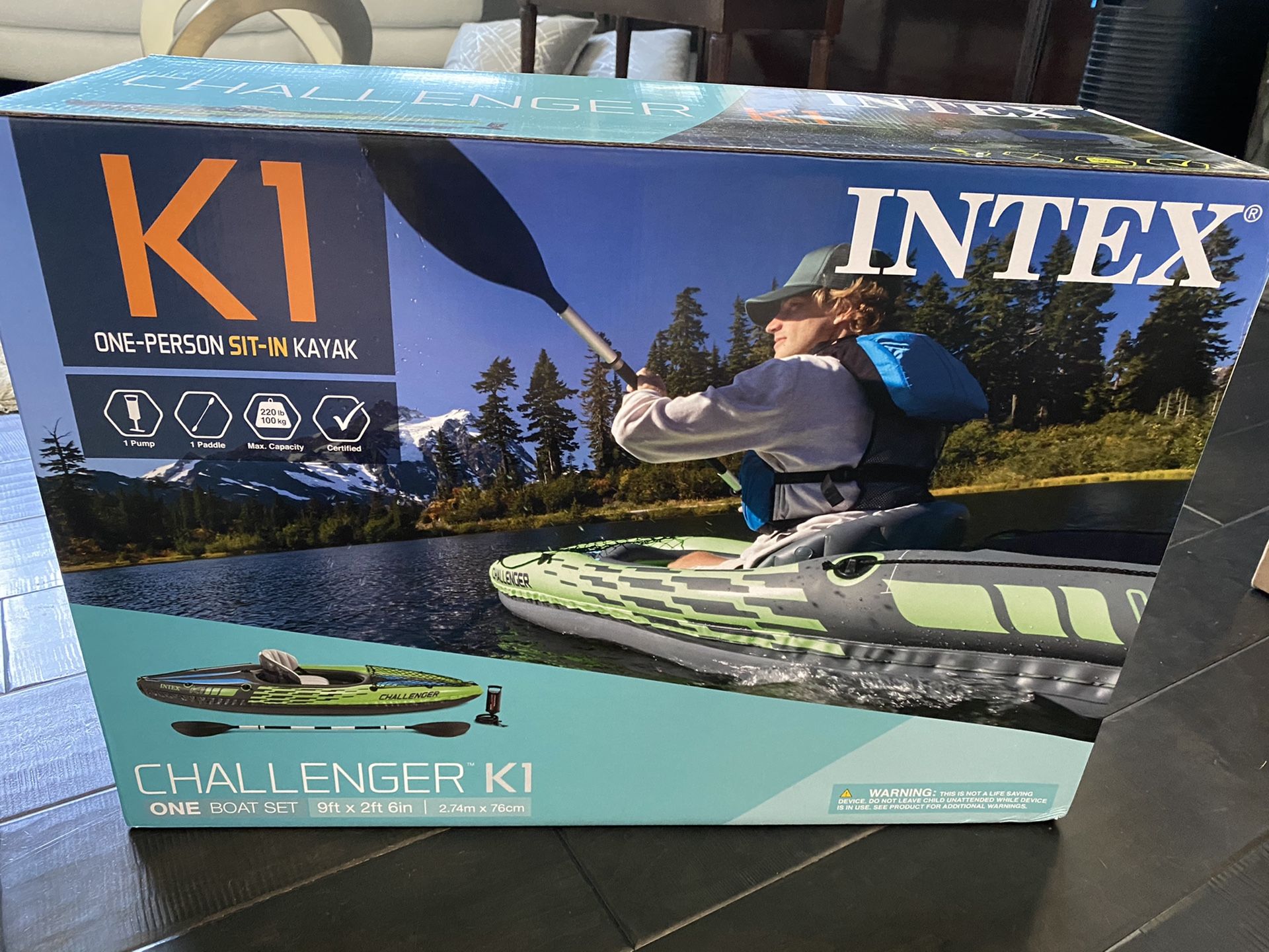 Intex Challenger K1 Inflatable Kayak with Oar and Hand Pump Brand new in box