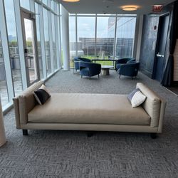 Beige Leather Chaise 