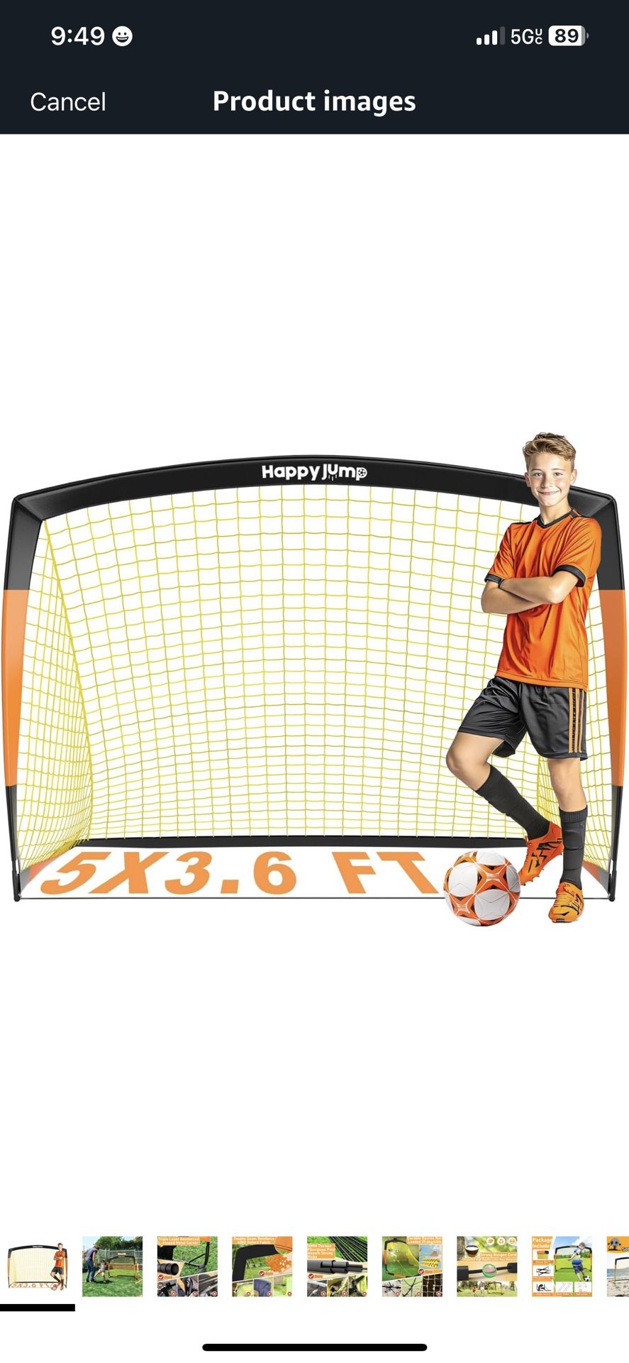 Soccer Goal 5'×3.6' Soccer Net for Kids Black Orange-5×3.6 FT
