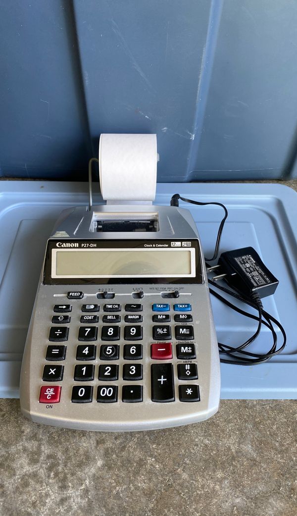 Canon Adding Machine (P27DH) Calculator, Desktop Clock, Calendar
