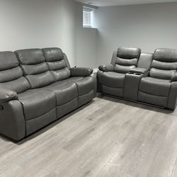 Brand New Reclining Sofa Set With Cup Holders 