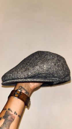 Dorfman Pacific Tweed Flat Cap / Newsboy Hat – Grey Tweed (Large)