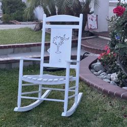 Real Wood Rocking Chair ,white Palm Tree 🌴 Available Only