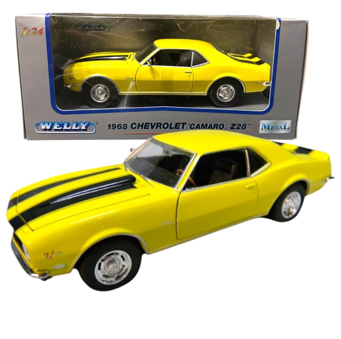 1968 Chevrolet Camero Z28 1:24 Welly Diecast Yellow - Vintage New Ltd. Edition