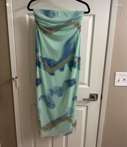 Strapless Midi Dress Watercolor Print