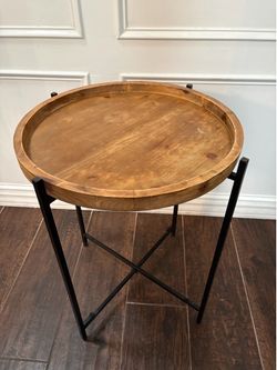 Wood top round table