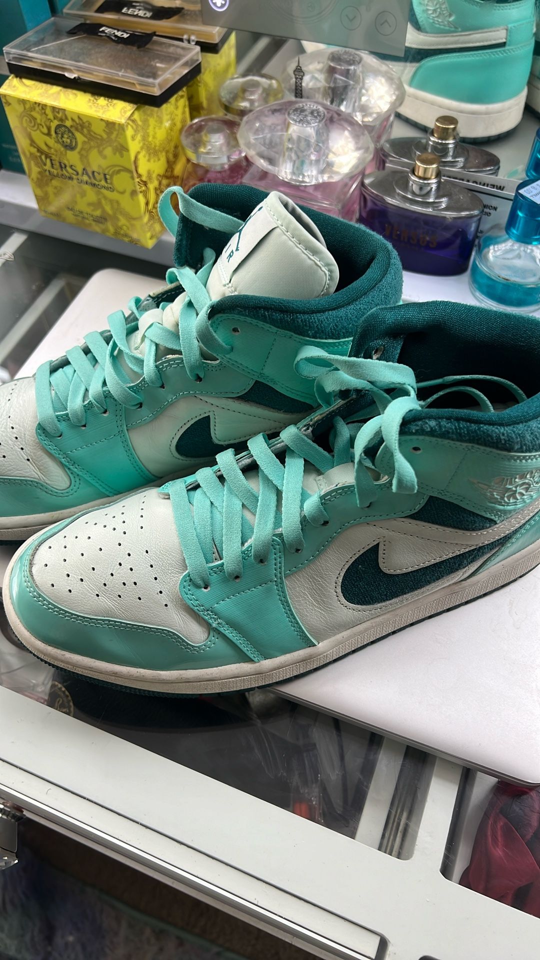 Size 10 Air Jordan 1 Mid Bleached Turquoise Women’s