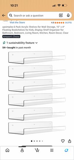 Six acrylic floating shelves