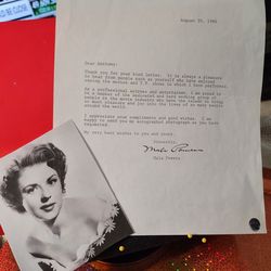 MALA POWERS AUTOGRAPHED Typed Letter Signed 1990 On personal stationery w/coa