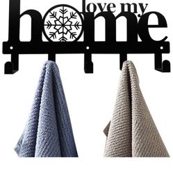 1pc Hardware Towel Hanging Rack Bath Towel Hooks Metal Holder Black Robe Hooks