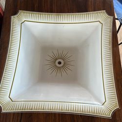 Vintage Sunburst Gold, Glitter, White Convex Square Glass, Light Fixture Cover