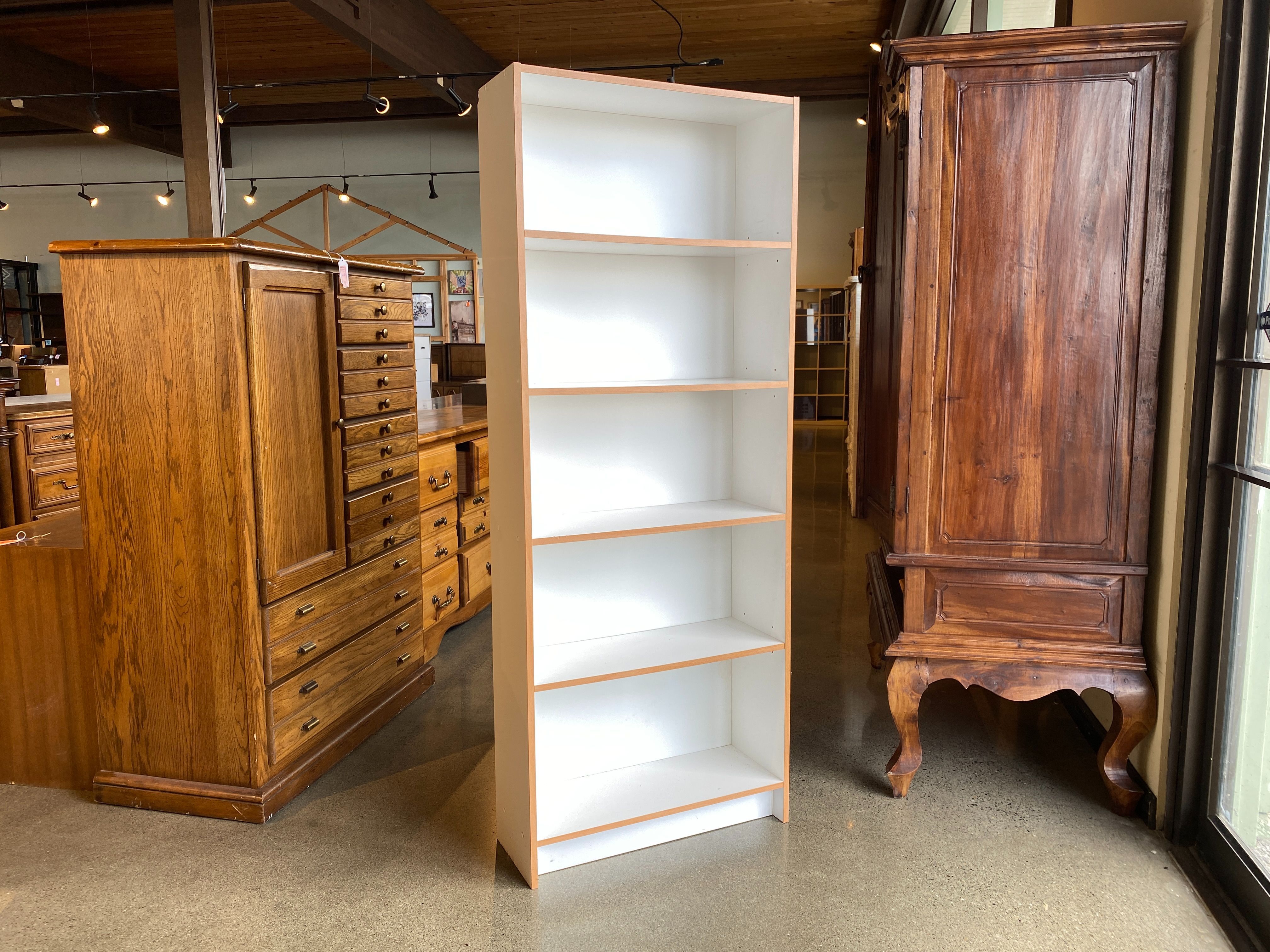 Crisp White & Blonde Adjustable Shelf Bookcase