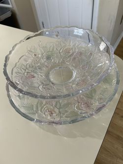 Glass Bowl With Under Plate Big Size 