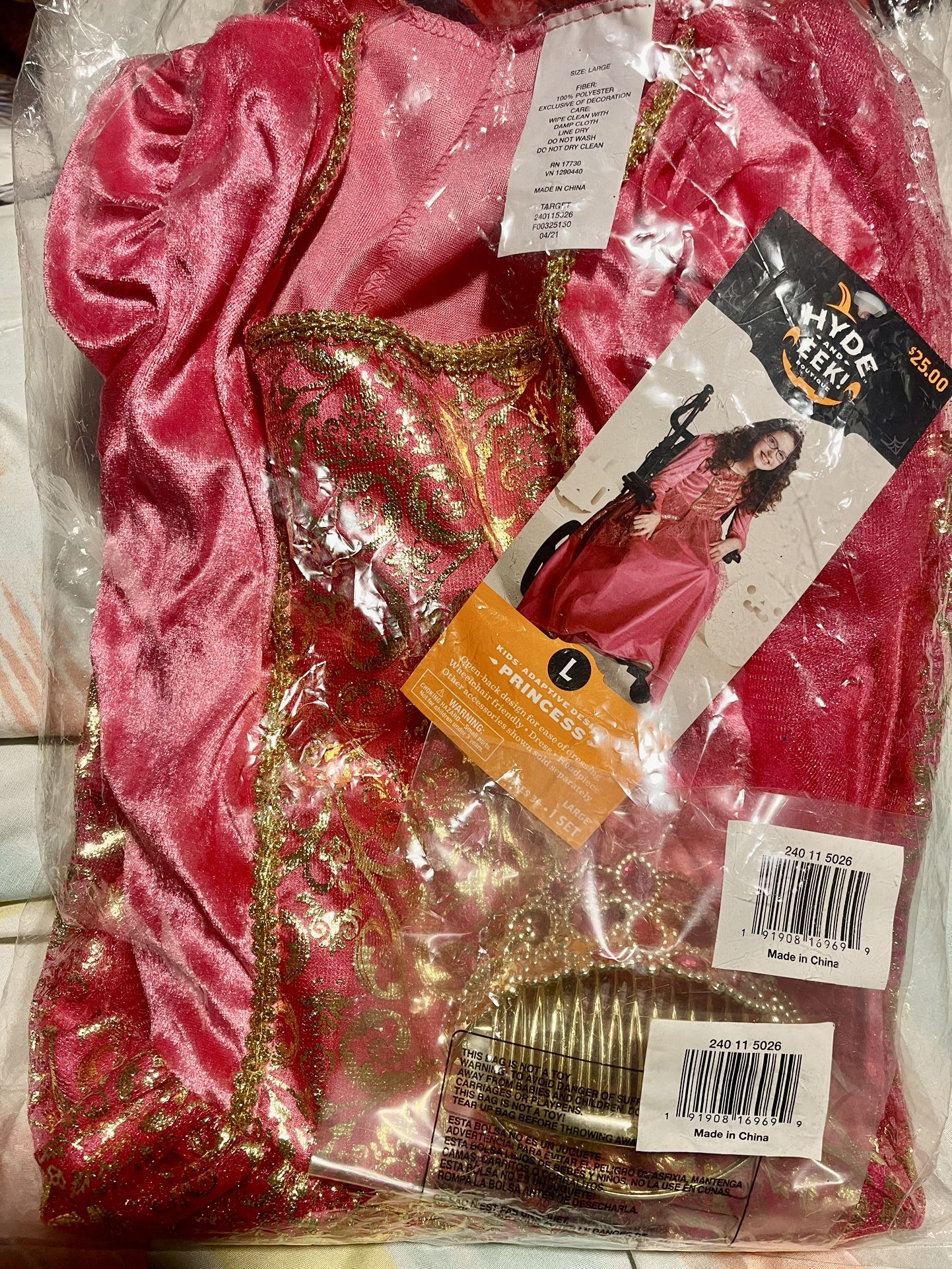 Princess Costume - Hyde & Eek Girls Adaptive Wheel Chair Accessible L