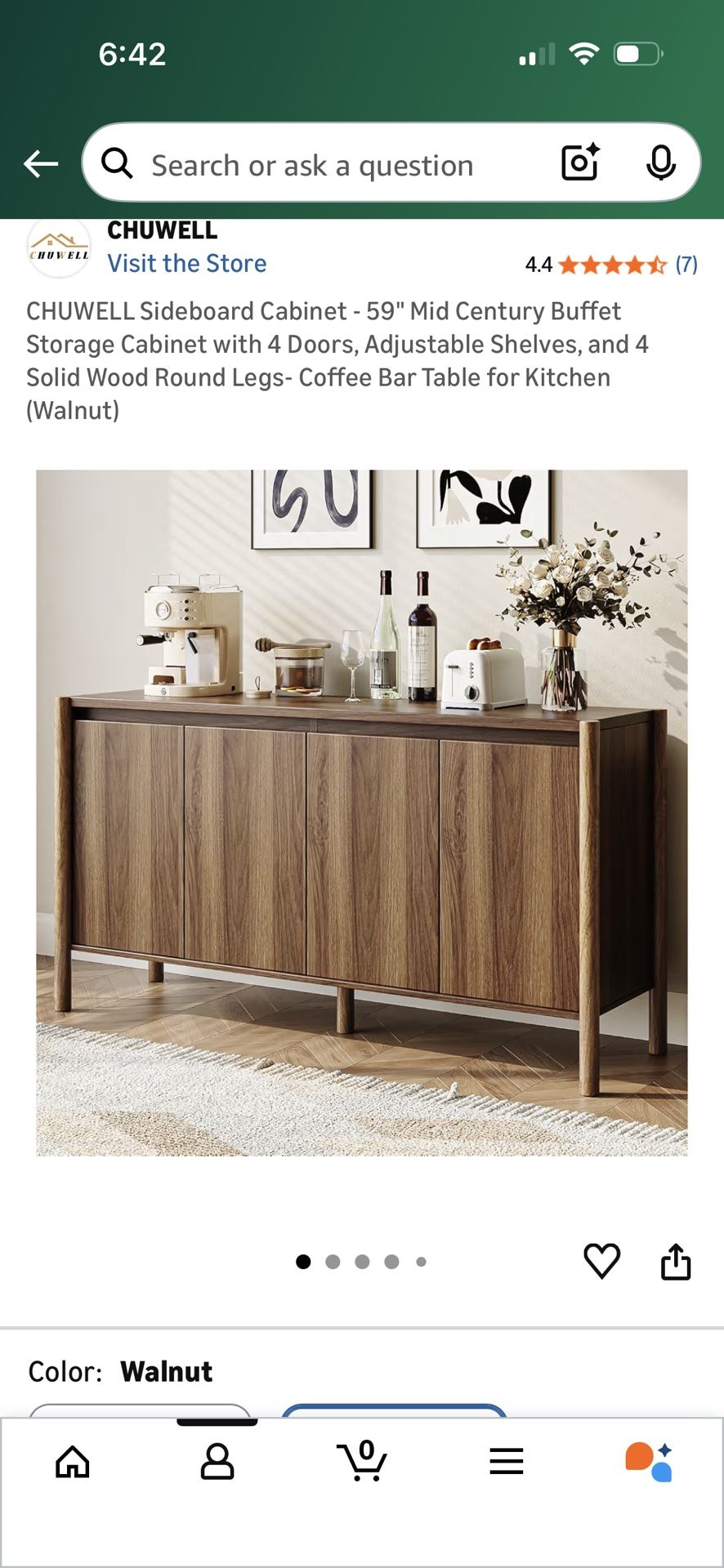 Walnut Buffet Table, Storage Cabinet, Credenza
