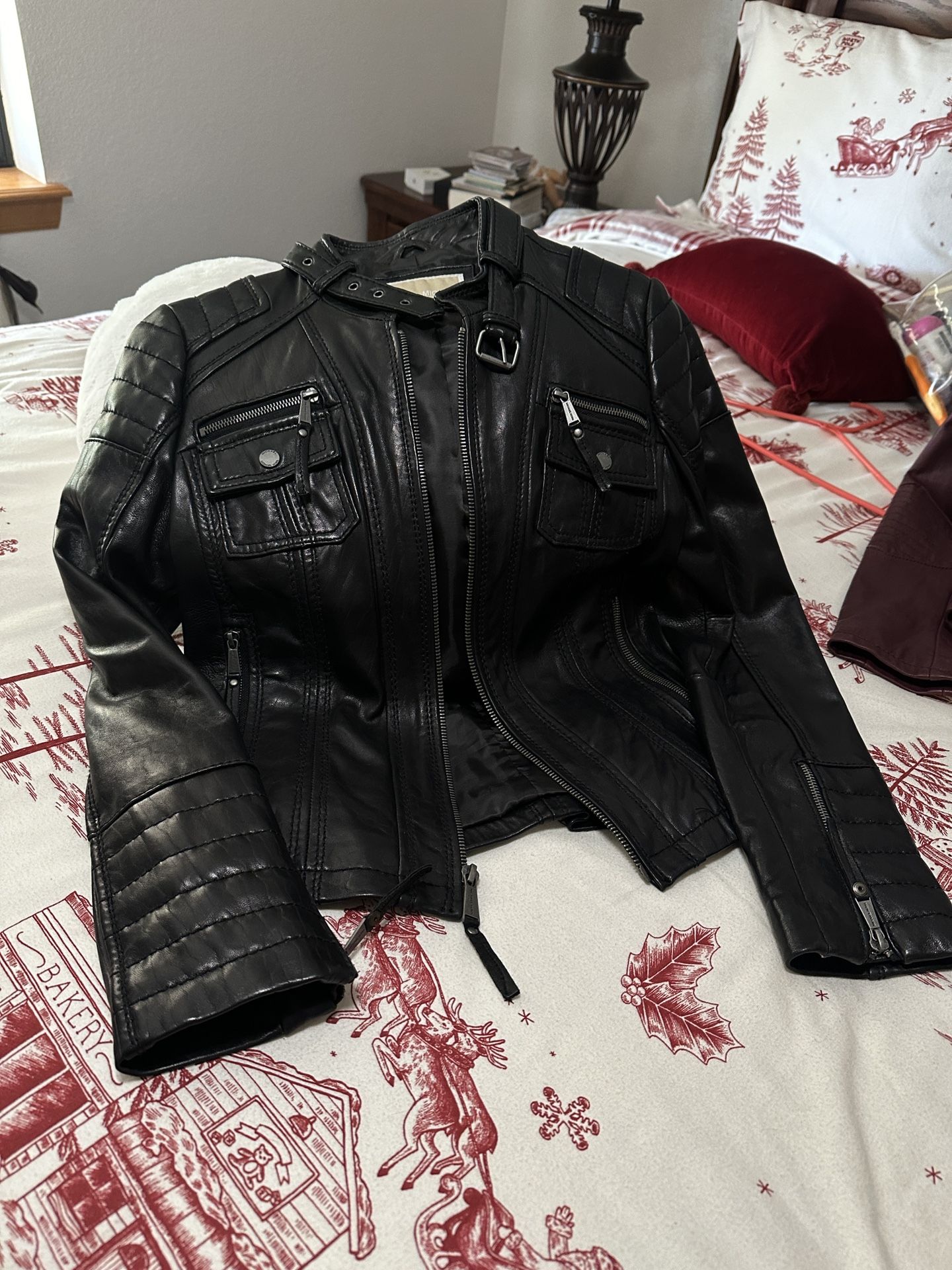 Michael Kors Black Leather Jacket Size Small 
